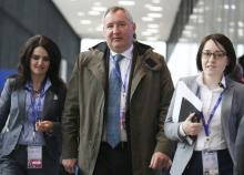 Russian Deputy Prime Minister Dmitry Rogozin (C) attends the St. Petersburg International Economic Forum (SPIEF), Russia, June 2, 2017. PHOTO BY REUTERS/Petr Kovalev/TASS/Host Photo Agency