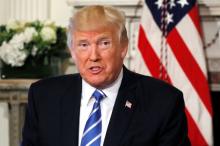 U.S. President Donald Trump speaks to reporters about North Korea before a workforce and apprenticeship discussion at his golf estate in Bedminster, New Jersey U.S., August 11, 2017. PHOTO BY REUTERS/Jonathan Ernst