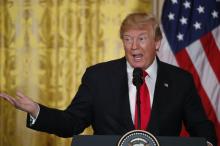 U.S. President Donald Trump holds a joint news conference with Norwegian Prime Minister Erna Solberg in the East Room of the White House in Washington, U.S., January 10, 2018. PHOTO BY REUTERS/Jonathan Ernst