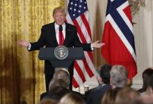 U.S. President Donald Trump holds a joint news conference with Norwegian Prime Minister Erna Solberg in the East Room of the White House in Washington, U.S., January 10, 2018. PHOTO BY REUTERS/Jonathan Ernst