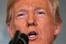 U.S. President Donald Trump makes a statement about Syria at the White House in Washington, U.S., April 13, 2018. PHOTO BY REUTERS/Yuri Gripas