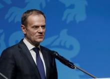 President of the European Council Donald Tusk speaks during a news conference in Tallinn, Estonia, January 31, 2017. PHOTO BY REUTERS/Ints Kalnins
