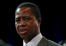 Zambian President Edgar Lungu reacts after participating in a discussion at the World Economic Forum on Africa 2017 meeting in Durban, South Africa, May 4, 2017. PHOTO BY REUTERS/Rogan Ward