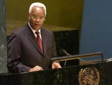 Edward Ngoyani Lowassa, former Prime Minister of Tanzania, addresses the UN General Assembly in a file photo. PHOTO BY REUTERS/Chip East