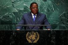 Gabon's Emmanuel Issoze-Ngondet addresses the United Nations General Assembly in the Manhattan borough of New York, U.S., September 24, 2016. PHOTO BY REUTERS/Eduardo Munoz