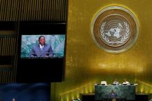 Gabon's then Minister of Foreign Affairs Emmanuel Issoze-Ngondet addresses the United Nations General Assembly in the Manhattan borough of New York, U.S., September 24, 2016. PHOTO BY REUTERS/Eduardo Munoz