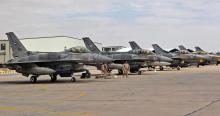 F16 fighter jets from the United Arab Emirates (UAE) arrive at an air base in Jordan, February 8, 2015. PHOTO BY REUTERS/Petra News Agency