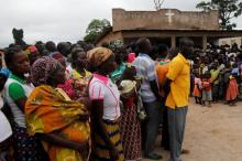Illegal farmers from Burkina Faso evicted from the Mont Peko National Park gather with their families inside the yard of an evangelical church at Nidrou in Duekoue department, western Ivory Coast, August 1, 2016. PHOTO BY REUTERS/Luc Gnago