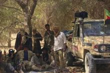 Fighters from the Tuareg separatist rebel group MNLA take shade under a tree in the desert near Tabankort, February 13, 2015. 5. PHOTO BY REUTERS/Souleymane Ag Anara