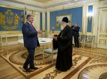 Ukraine's President Petro Poroshenko (L) meets with Patriarch Filaret, head of the Ukrainian Orthodox Church of the Kiev Patriarchate, in Kiev, Ukraine, October 11, 2018. PHOTO BY REUTERS/Mykhailo Markiv/Ukrainian Presidential Press Service