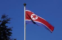 A North Korean flag flies on a mast at the Permanent Mission of North Korea in Geneva, October 2, 2014. PHOTO BY REUTERS/Denis Balibous