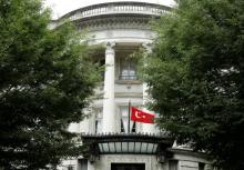 The Turkish flag flies over the the Turkish Ambassador's residence in Washington, U.S., June 15, 2017. PHOTO BY REUTERS/Joshua Roberts