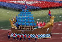 Cambodians attend an event to mark the 40th anniversary of the toppling of Pol Pot's Khmer Rouge regime at the Olympic stadium in Phnom Penh, Cambodia, January 7, 2019. PHOTO BY REUTERS/Samrang Pring