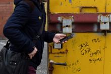 A gate that partitions nationalist and loyalist communities along the Peace wall is seen Belfast, Northern Ireland, January 19, 2017. PHOTO BY REUTERS/Clodagh Kilcoyne