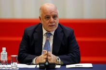 Iraqi Prime Minister Haider al-Abadi speaks during the Tokyo Conference on Supporting Job Creation and Vocational Training to Facilitate Weapons Reduction for Iraqi Society in Tokyo, Japan, April 5, 2018. PHOTO BY REUTERS/Toru Hanai