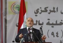 Iraqi Prime Minister Haider al-Abadi speaks on Iraqi Police Day at a police academy in Baghdad, January 9, 2016. PHOTO BY REUTERS/Khalid al Mousily