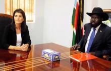 South Sudan President Salva Kiir meets U.S. Ambassador to the United Nations Nikki Haley in Juba, South Sudan, October 25, 2017. PHOTO BY REUTERS/Jok Solomun
