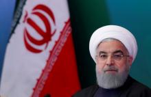  Iranian President Hassan Rouhani attends a meeting with Muslim leaders and scholars in Hyderabad, India, February 15, 2018. PHOTO BY REUTERS/Danish Siddiqui