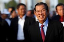 Cambodian Prime Minister Hun Sen arrives to attend the ceremony to mark the 39th anniversary of the toppling of Pol Pot's Khmer Rouge regime, in Phnom Penh, Cambodia, January 7, 2018. PHOTO BY REUTERS/Samrang Pring