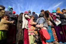 Displaced families who fled from fighting with Islamic State militants arrive at Hashid Shaabi, or Popular Mobilization Forces, camp west of Mosul, Iraq. PHOTO BY REUTERS/Stringer