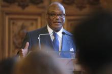 Mali's President Ibrahim Boubacar Keita delivers a speech during a conference at the Sorbonne University in Paris, France, October 21, 2015. PHOTO BY REUTERS/Christian Hartmann