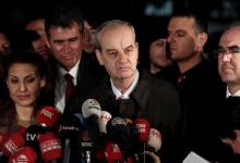 Former army chief Ilker Basbug (C) speaks to media after being released from prison outside Silivri prison complex near Istanbul, March 7, 2014. PHOTO BY REUTERS/Osman Orsal