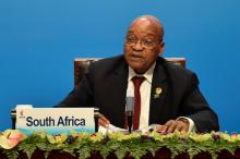 South Africa's President Jacob Zuma delivers the speech ahead of the signing ceremony of BRICS Business Council at 2017 BRICS Summit in Xiamen, Fujian province in China, September 4, 2017. PHOTO BY REUTERS/Kenzaburo Fukuhara