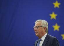 European Commission President Jean-Claude Juncker arrives to address the European Parliament during a debate on The State of the European Union in Strasbourg, France, September 14, 2016. PHOTO BY REUTERS/Vincent Kessler