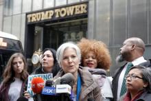 Green Party presidential nominee Jill Stein speaks during a news conference outside Trump Tower in Manhattan, New York City, U.S., December 5, 2016. PHOTO BY REUTERS/Brendan McDermid