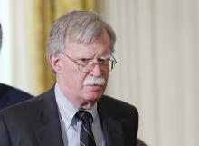National security adviser John Bolton arrives for a joint news conference between U.S. President Donald Trump and Germany's Chancellor Angela Merkel in the East Room of the White House in Washington, U.S., April 27, 2018. PHOTO BY REUTERS/Kevin Lamarque