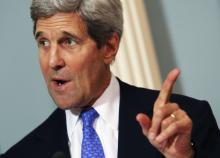 U.S. Secretary of State John Kerry speaks at the Ghana Compact Signing Ceremony at the State Department in Washington