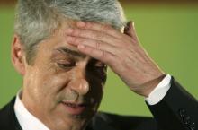Portugal's Socialist Party candidate and caretaker Prime Minister Jose Socrates reacts during the general election in Lisbon, June 5, 2011. PHOTO BY REUTERS/Hugo Correia