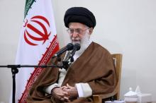 Iran's Supreme Leader Ayatollah Ali Khamenei speaks as he meets with Iranian President Hassan Rouhani and other officials following an earthquake that hit Kermansheh province, in Tehran, Iran, November 15, 2017. PHOTO BY REUTERS/Leader.ir