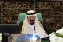 Saudi Arabia's King Abdullah bin Abdulaziz speaks at the opening ceremony of the Organisation of Islamic Conference (OIC) summit in Mecca, August 14, 2012. PHOTO BY REUTERS/Hassan Ali