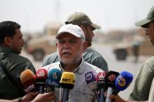 Leader of the Badr Organisation Hadi al-Amiri speaks to the media in Saqlawiya, north of Falluja, Iraq, June 5, 2016. PHOTO BY REUTERS/Thaier Al-Sudani