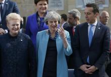 L-R, Lithuanian President Dalia Grybauskaite, Polish Prime Minister Beata Szydlo (rear) British Prime Minister Theresa May and Austrian Chancellor Christian Kern attend the European Union leaders summit in Valletta, Malta, February 3, 2017. PHOTO BY REUTERS/Yves Herman