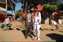 Magarsa Kanaa (L), a 28-year-old teacher and local leader of Oromo youths, poses for a portrait with Habtamu Bulcha, 75, a local elder as they prepare for an Oromo Liberation Front's (OLF) rally in Woliso, Oromia region, Ethiopia, October 21, 2018. PHOTO BY REUTERS/Tiksa Negeri