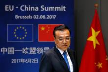 Chinese Premier Li Keqiang arrives to attend the EU-China Summit in Brussels, Belgium, June 2, 2017. PHOTO BY REUTERS/Francois Lenoir