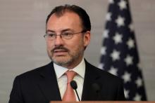 Mexico's Foreign Minister Luis Videgaray delivers a joint message with U.S. Homeland Security Secretary Kirstjen Nielsen in Mexico City, Mexico, March 26, 2018. PHOTO BY REUTERS/Henry Romero