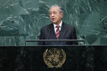 Prime Minister of Malaysia Mahathir bin Mohamad addresses the 73rd session of the United Nations General Assembly at U.N. headquarters in New York, U.S., September 28, 2018. PHOTO BY REUTERS/Shannon Stapleton