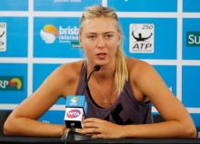 Maria Sharapova of Russia speaks during a news conference at the Brisbane International tennis tournament in Brisbane, Australia, January 1, 2013. PHOTO BY REUTERS/Daniel Munoz