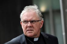 Brisbane Archbishop Mark Coleridge departs after giving evidence at the Royal Commission into Child Sexual Abuse in Sydney, Australia, February 8, 2017. PHOTO BY REUTERS/AAP Image/Paul Miller
