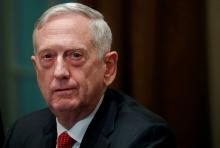U.S. Defense Secretary James Mattis listens as U.S. President Donald Trump (not pictured) speaks to the news media while gathering for a briefing from his senior military leaders in the Cabinet Room at the White House in Washington, U.S., October 23, 2018. PHOTO BY REUTERS/Leah Millis