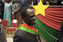Burkina Faso's President Michel Kafondo is seen after being sworn into his post for the transitional period of one year, in Ouagadougou, November 21, 2014. PHOTO BY REUTERS/Joe Penney