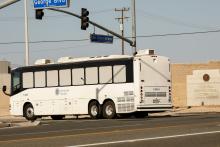 Immigration and Customs Enforcement (ICE) detainees arrive at FCI Victorville federal prison in Victorville, California, U.S., June 8, 2018. PHOTO BY REUTERS/Patrick T. Fallon