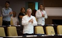 Cuba's President Miguel Diaz-Canel reacts during the extraordinary session of the Cuba's National Assembly in Havana, Cuba, June 2, 2018. PHOTO BY REUTERS/Irene Perez/Courtesy of Cubadebate