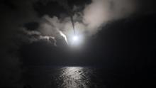 U.S. Navy guided-missile destroyer USS Porter (DDG 78) conducts strike operations while in the Mediterranean Sea which U.S. Defense Department said was a part of cruise missile strike against Syria on April 7, 2017. PHOTO BY REUTERS/Ford Williams/Courtesy U.S. Navy