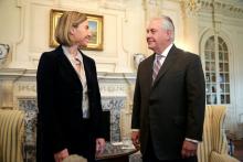 U.S. Secretary of State Rex Tillerson meets with European Union High Representative for Foreign Affairs Federica Mogherini at the State Department in Washington, U.S., February 9, 2017. PHOTO BY REUTERS/Joshua Roberts