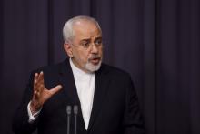 Iranian Foreign Minister Mohammad Javad Zarif speaks during a joint news conference with Australian Foreign Minister Julie Bishop (not pictured) at Australia's Parliament House in Canberra, March 15, 2016. PHOTO BY REUTERS/Lukas Coch