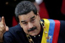 Venezuela's President Nicolas Maduro gestures as he arrives for a session of the National Constituent Assembly at Palacio Federal Legislativo in Caracas, Venezuela, August 10, 2017. PHOTO BY REUTERS/Ueslei Marcelino